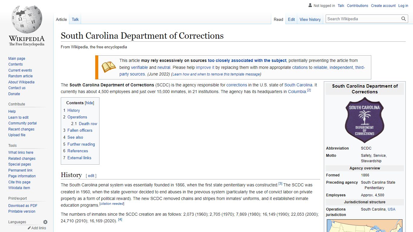 South Carolina Department of Corrections - Wikipedia